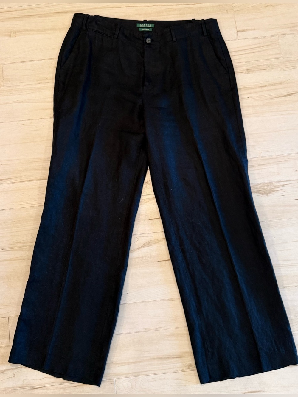 Lauren Ralph Lauren 100% Linen Wide Leg Trousers Quiet Luxury Coastal Pants 16 - Picture 2 of 10